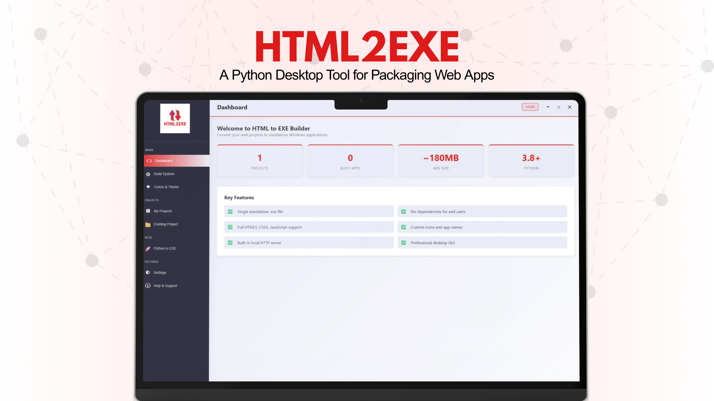 HTML to EXE Converter GUI interface